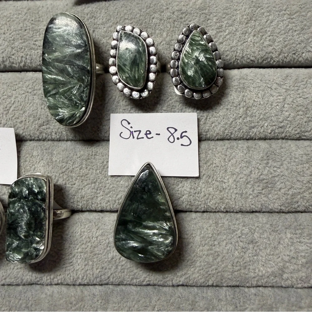 Seraphinite Ring with Green Stone